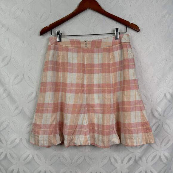Brooks Brothers Pink Plaid Tartan Country Club Linen Skirt Womens 10 - Picture 4 of 5
